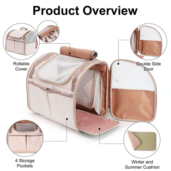 FUKUMARU Cat Backpack Carrier with 4 Pockets for Nervous Cat Airline Approved - FUKUMARU