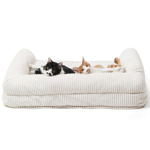 FUKUMARU Cat Couch Bed, Corduroy Cozy Cat Bed - FUKUMARU