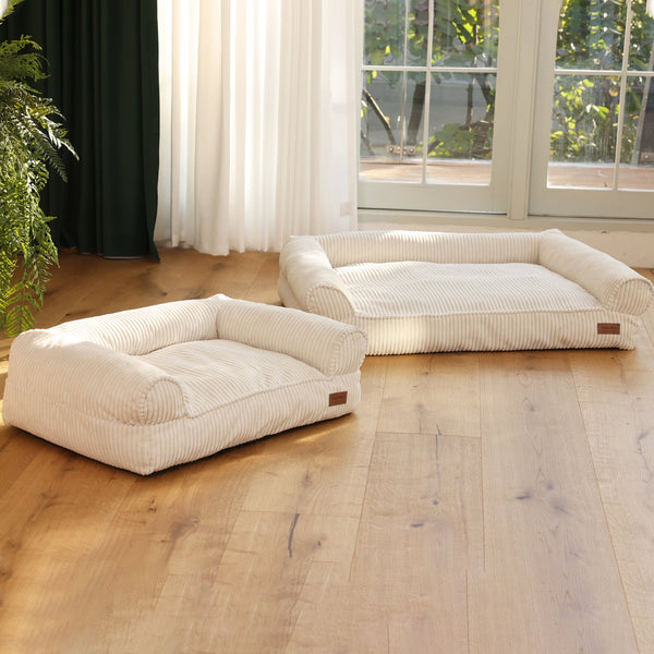 FUKUMARU Cat Couch Bed, Corduroy Cozy Cat Bed - FUKUMARU