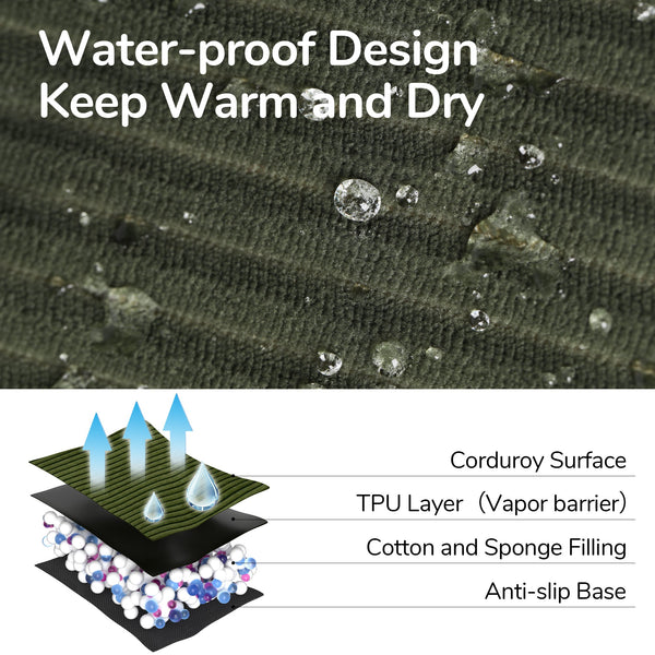 FUKUMARU Cat Couch Bed, Corduroy Cozy Cat Bed, Green - FUKUMARU