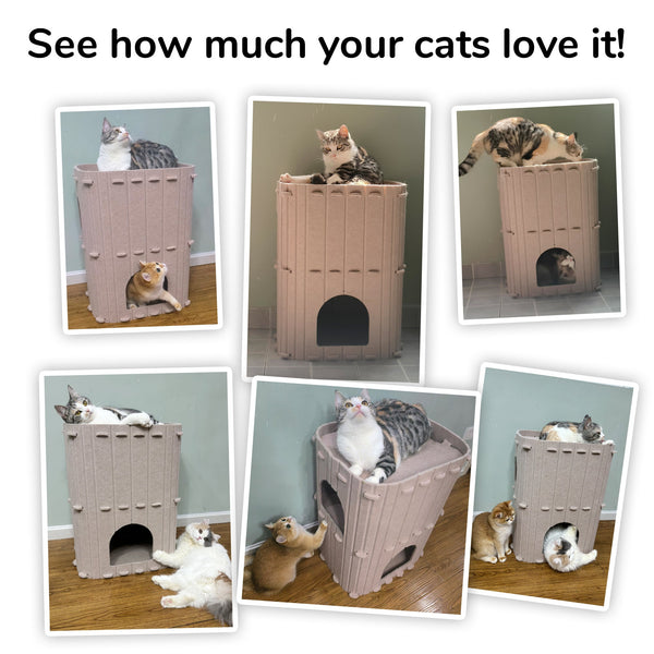 FUKUMARU Cat House for Indoor Cats Beige - FUKUMARU