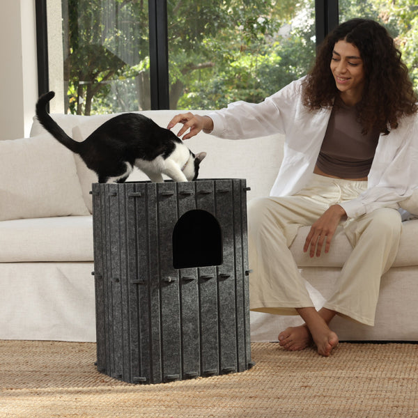 FUKUMARU Cat House for Indoor Cats Dark Grey - FUKUMARU