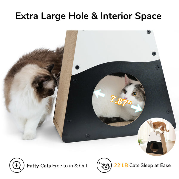 FUKUMARU Cat Scratcher House, 19.5 Inch Cozy Cardboard Cat Scratcher - FUKUMARU