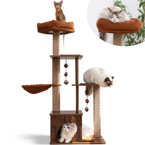 FUKUMARU Cat Tree, 4 in 1 Large Modern Cats Tower - FUKUMARU