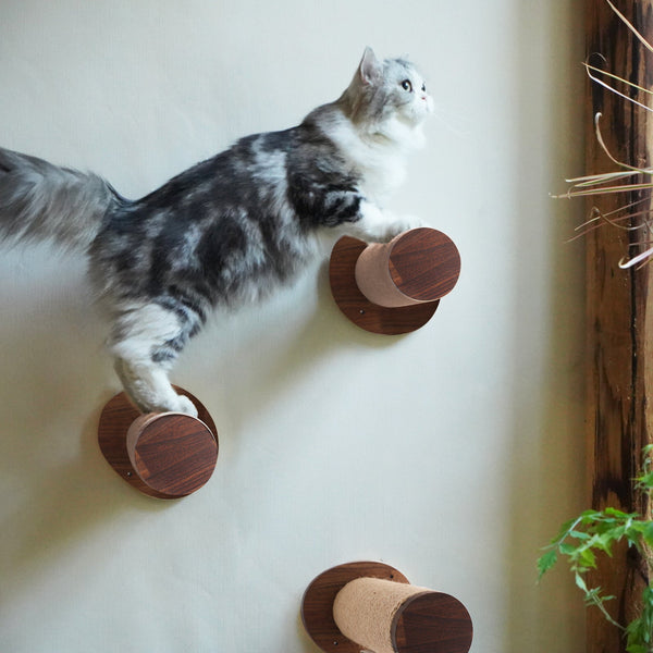 FUKUMARU Cat Wall Furniture, 11.8 Inch Cats Shelves for Drywall, Walnut Wood - FUKUMARU