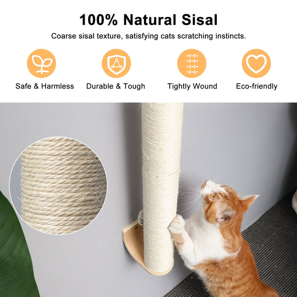 FUKUMARU Cat Wall Scratcher, 28" Wall Mounted Kitten Scratching Post - FUKUMARU