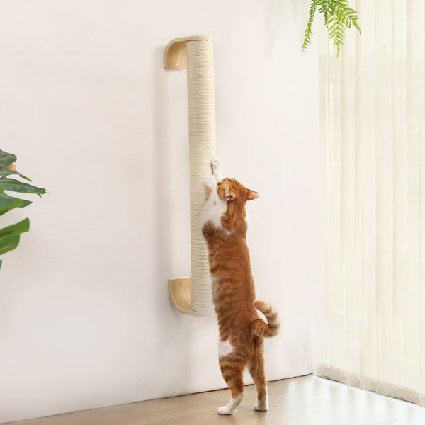 FUKUMARU Cat Wall Scratcher, 28" Wall Mounted Kitten Scratching Post - FUKUMARU