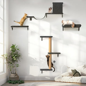 FUKUMARU Cat Wall Shelves Stable & Safe 4 in 1 Large Cat Walls Furniture Set - FUKUMARU