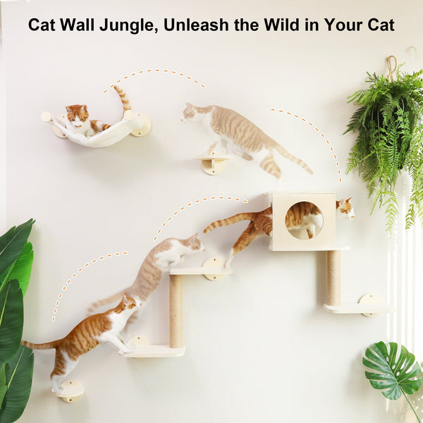 FUKUMARU Cat Wall Shelves, 5 - Piece - FUKUMARU
