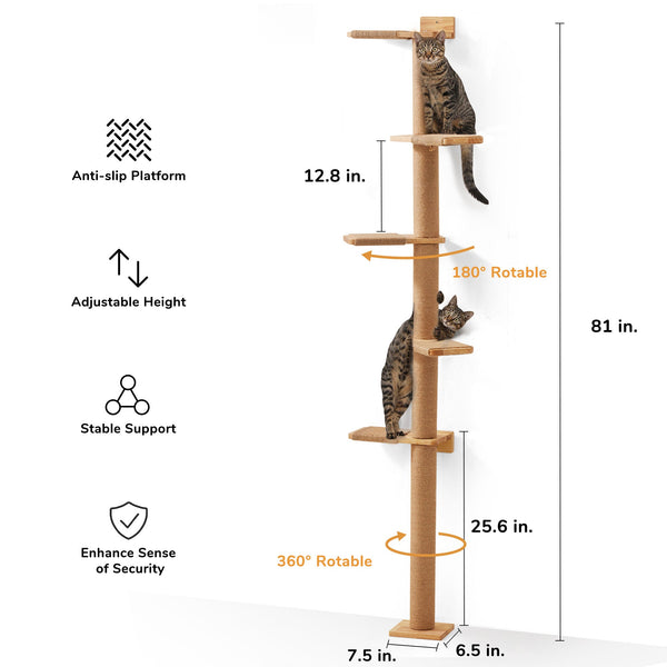 FUKUMARU Tall Cat Tree, 5 Tier Floor - FUKUMARU