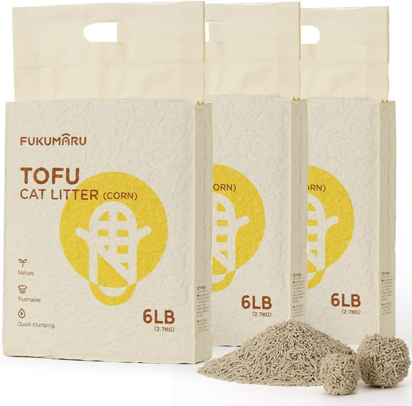 FUKUMARU Tofu Cat Litter - 100% Natural & Flushable for Kitty's Comfort - FUKUMARU
