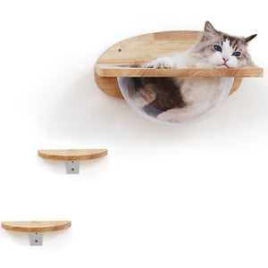 FUKUMARU Transparent Capsule Kitten Walls Shelves with 2 PCS Pedals - FUKUMARU
