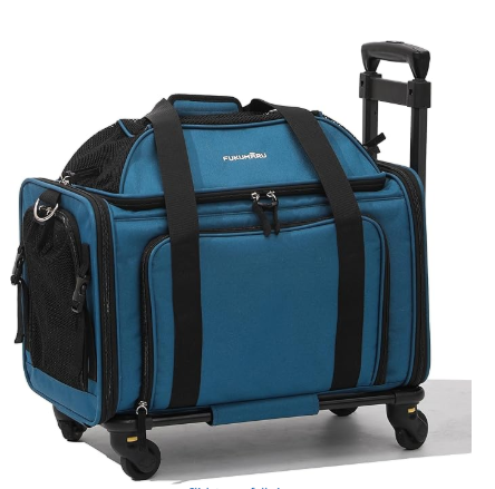 FUKUMARU Cat Carrier with Wheels, 18x11x11 Expandable Soft Cat Travel Carrier, Airline Approved Dog Carrier, Sturdy Rolling Cat Carrier with Anti-Scratch Mesh, Escape-Proof Pet Carrier for Cat